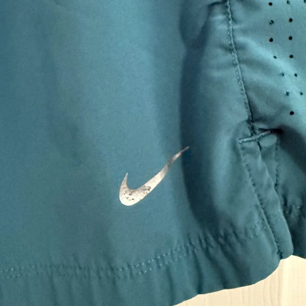 Nike Dri-FIT Running Shorts Mens Small Teal Blue Orange Liner Gym Athletic